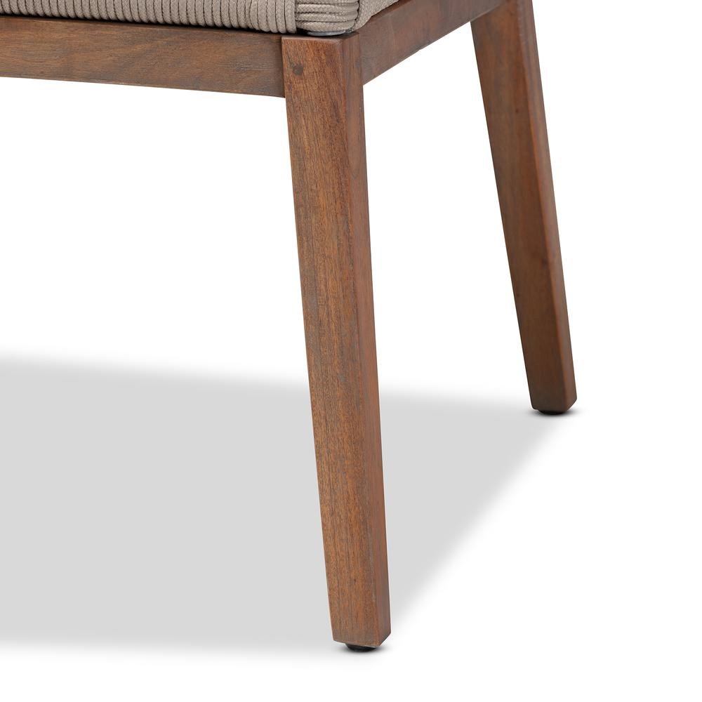 Jennifer Mid-Century Transitional Grey Woven Rope Mahogany Dining Side Chair