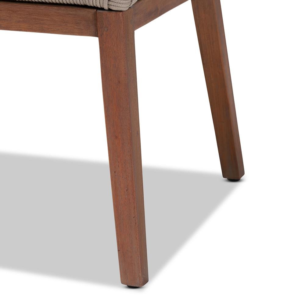ennifer Mid-Century Transitional Grey Woven Rope Mahogany Dining Arm Chair