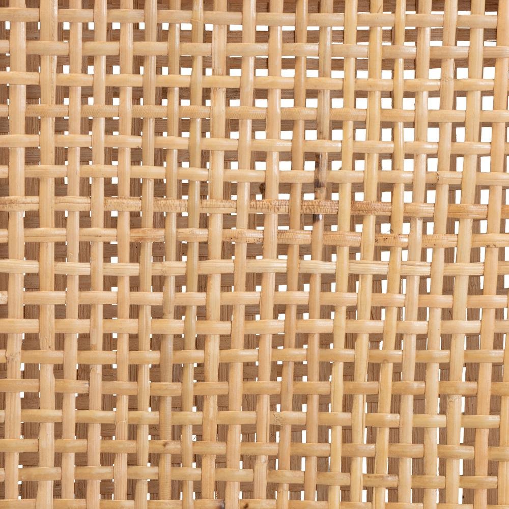 Walnut Brown Mahogany Wood and Natural Rattan Counter Stool