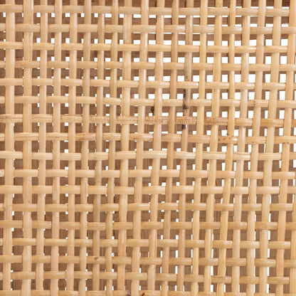 Walnut Brown Mahogany Wood and Natural Rattan Counter Stool