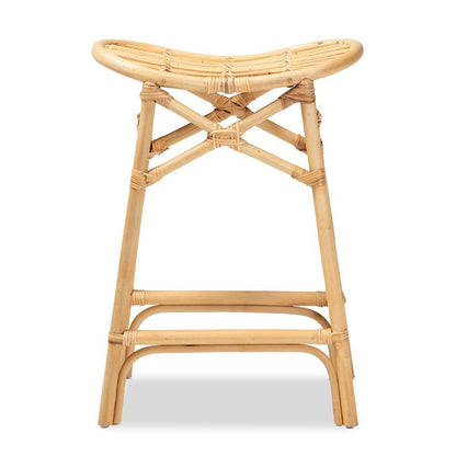 bali & pari Elgon Modern Bohemian Natural Brown Rattan Counter Stool