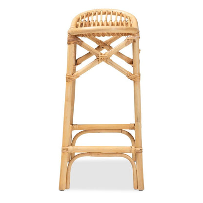 bali & pari Elgon Modern Bohemian Natural Brown Rattan Counter Stool
