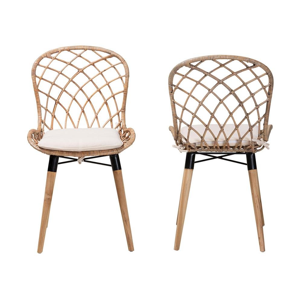 Greywashed Rattan 2-Piece Dining Chair Set