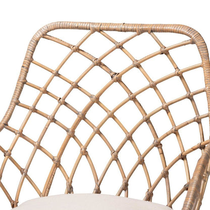 Natural Brown Finished Wood 2-Piece Dining Chair Set