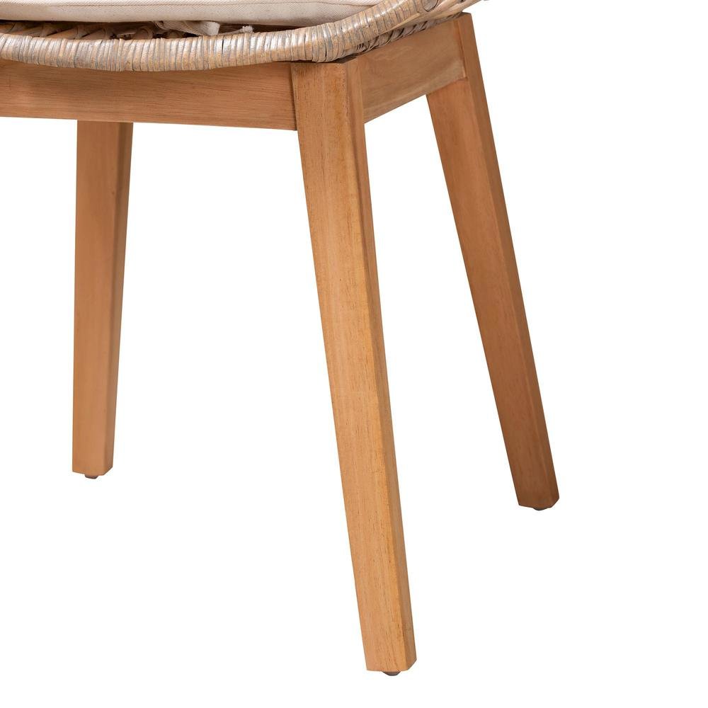 Natural Brown Finished Wood 2-Piece Dining Chair Set