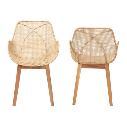 Rattan 2-Piece Dining Chair Set
