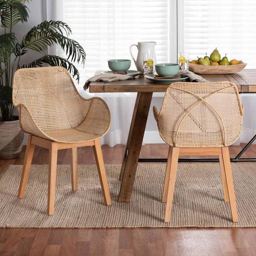 Rattan 2-Piece Dining Chair Set