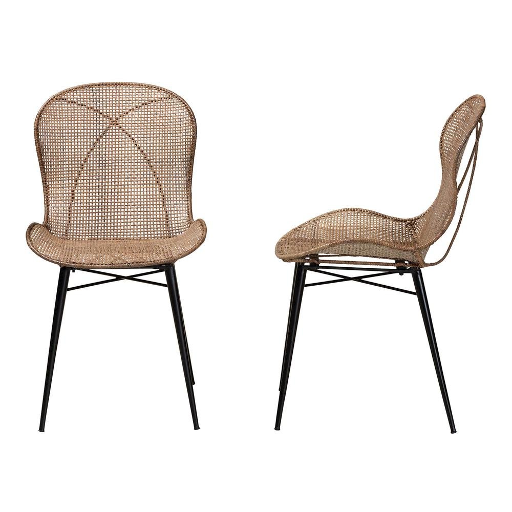 Black Metal 2-Piece Dining Chair Set