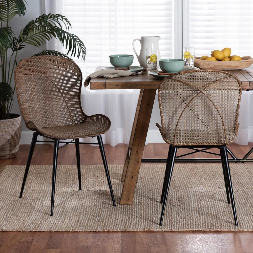 Black Metal 2-Piece Dining Chair Set