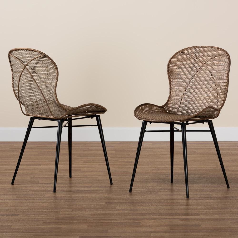 Black Metal 2-Piece Dining Chair Set