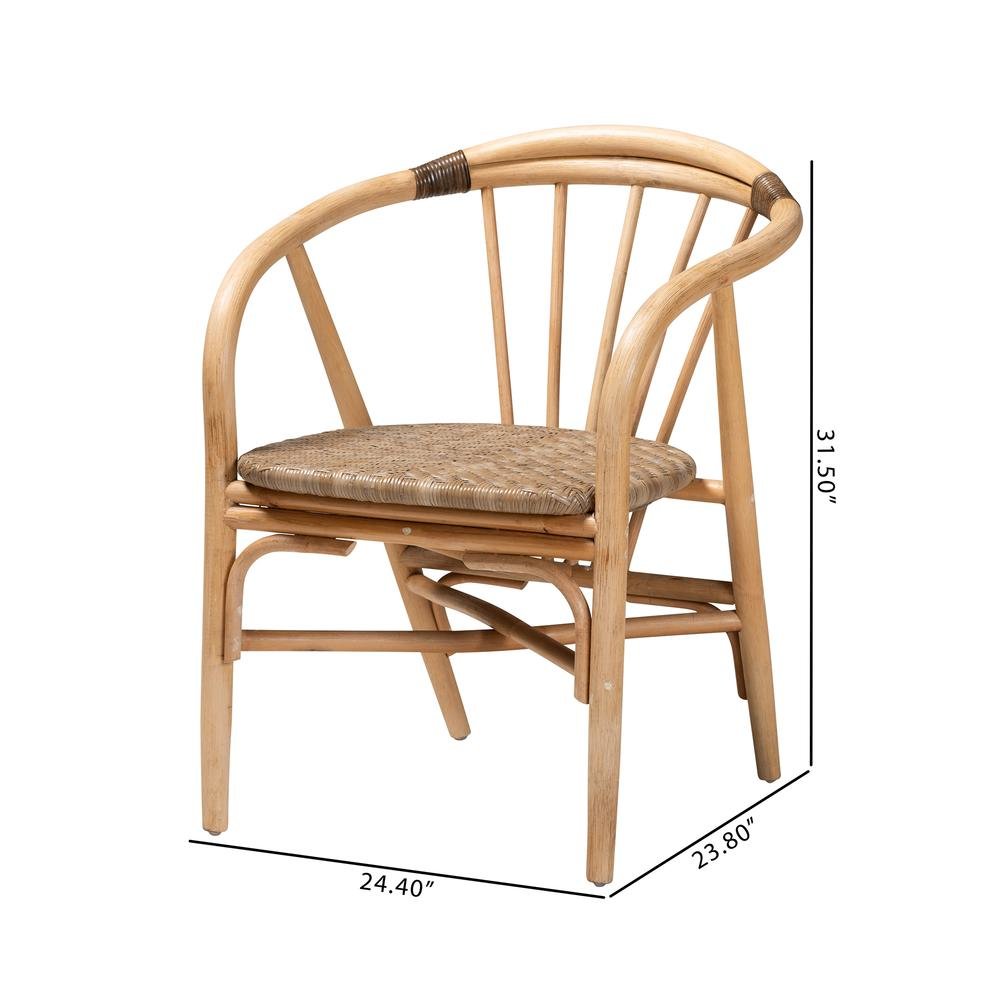bali & pari Kyoto Modern Bohemian Natural Brown Rattan Dining Chair