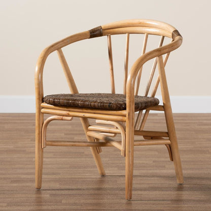 bali & pari Kyoto Modern Bohemian Natural Brown Rattan Dining Chair