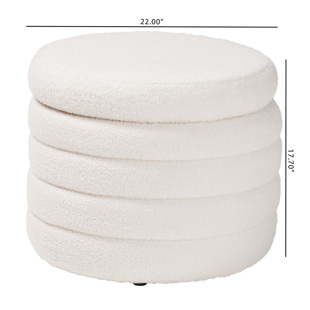 Tabitha Modern and Contemporary Ivory Boucle Upholstered Storage Ottoman