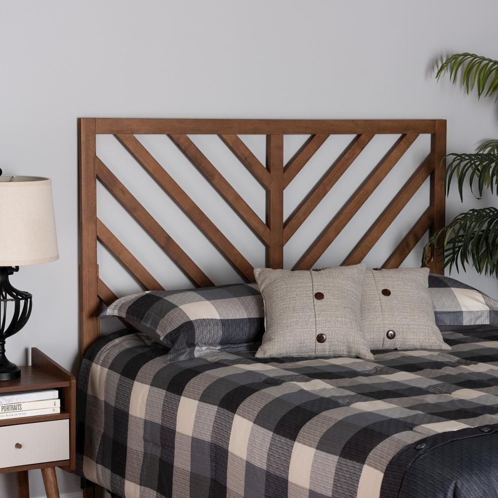 Belisma Modern and Contemporary Ash Walnut Finished Wood Queen Size Headboard