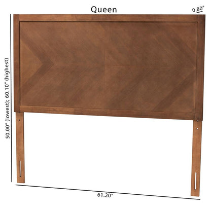 Terrian Classic and Traditional Ash Walnut Finished Wood Queen Size Headboard
