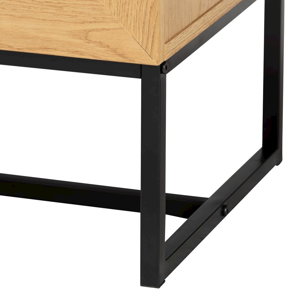 Black Metal 6-Drawer Storage Cabinet with Natural Rattan