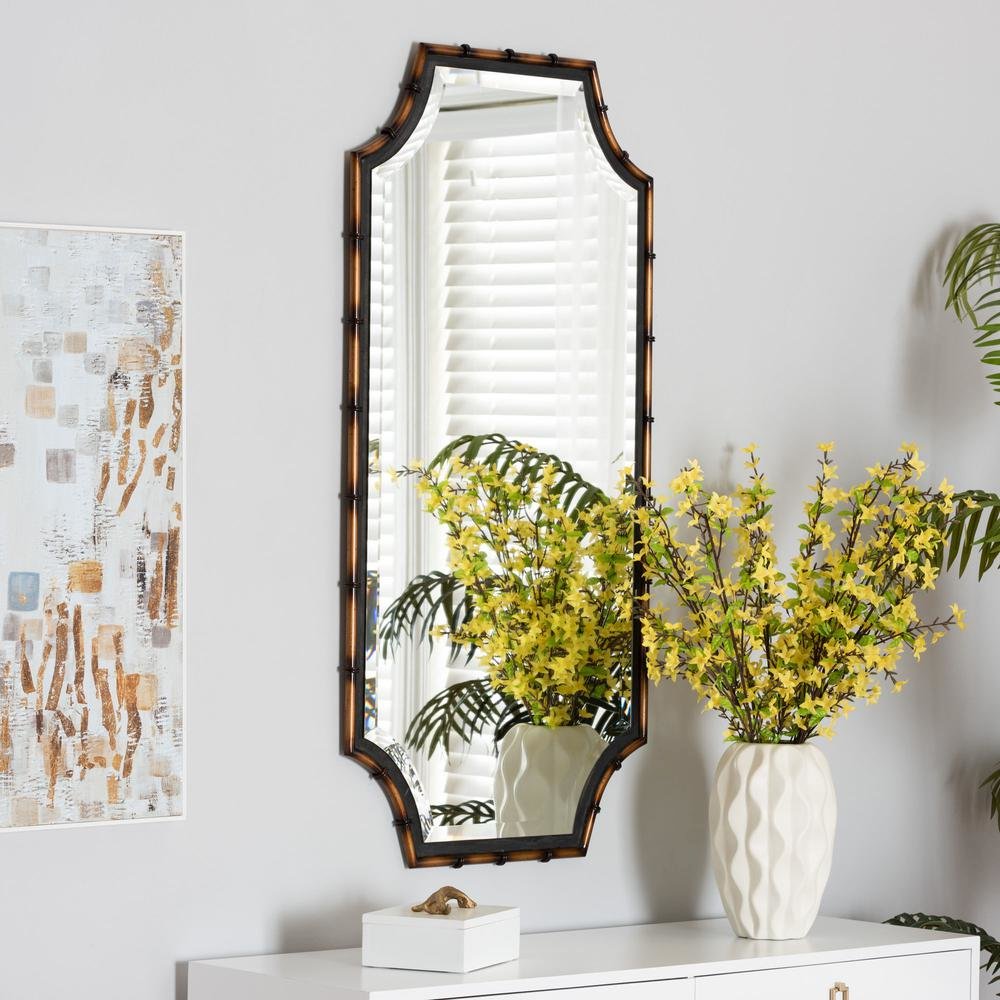 Black Finished Metal Accent Wall Mirror