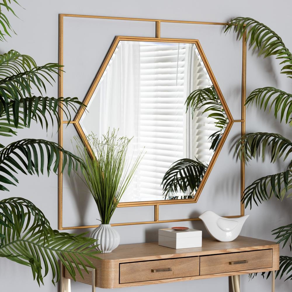 Gates Modern Glam and Luxe Antique Goldleaf Metal Accent Wall Mirror