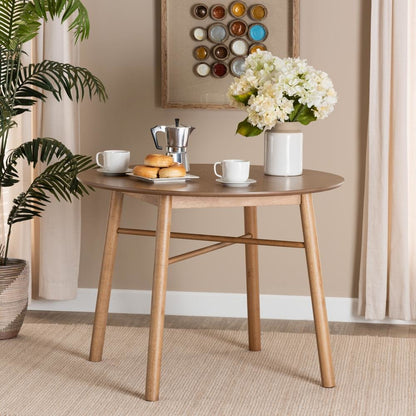 Denmark Mid-Century Modern French Oak Brown Finished Rubberwood Dining Table