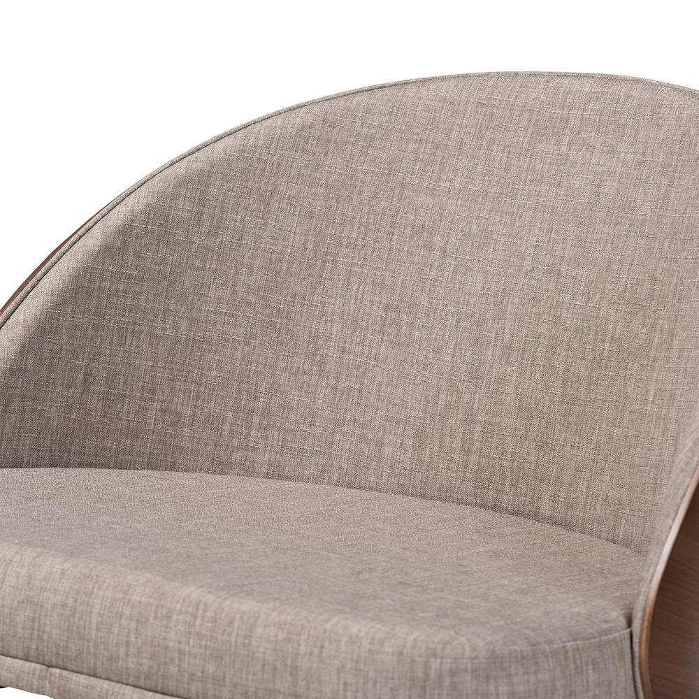 Grey Fabric and Walnut Brown Finished Wood 2-Piece Accent Chair Set