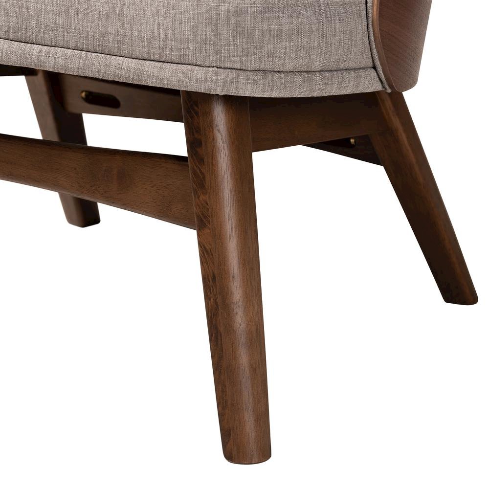 Grey Fabric and Walnut Brown Finished Wood 2-Piece Accent Chair Set