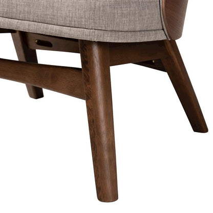 Grey Fabric and Walnut Brown Finished Wood 2-Piece Accent Chair Set