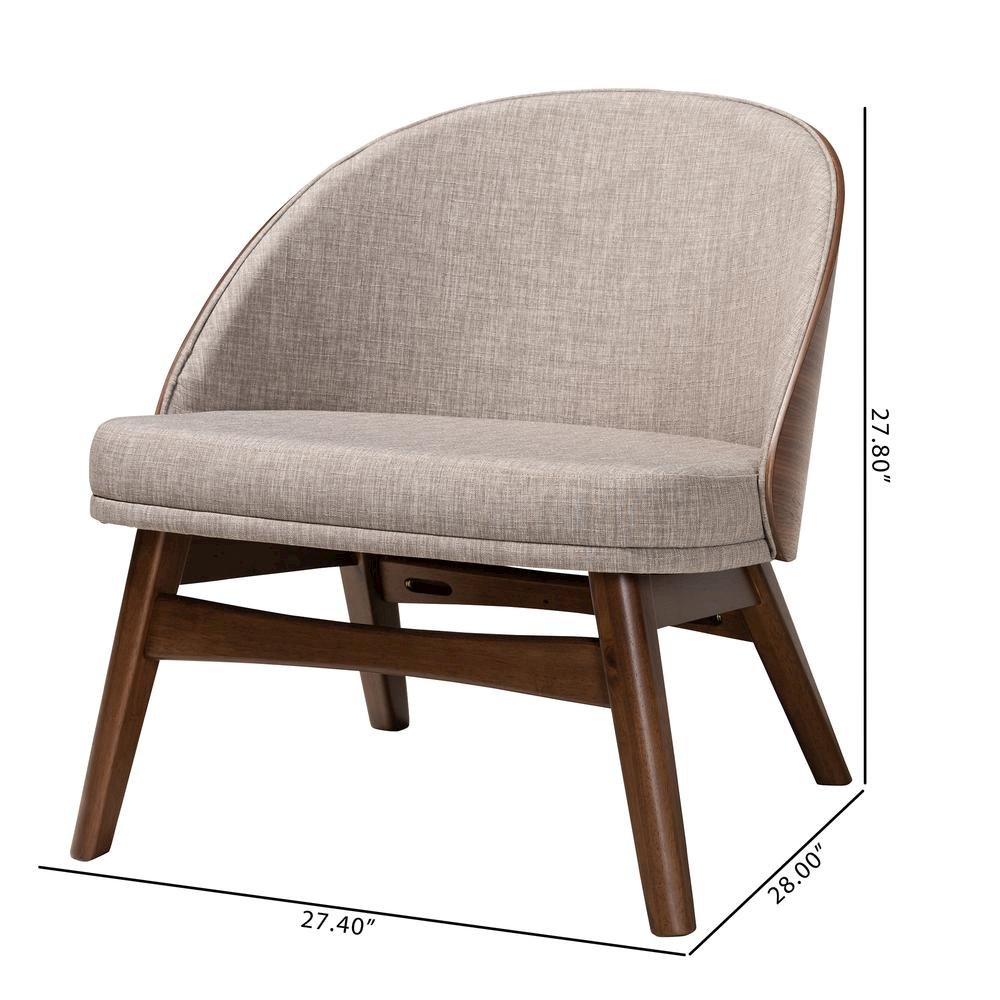 Grey Fabric and Walnut Brown Finished Wood 2-Piece Accent Chair Set