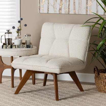 Walnut Brown Finished Rubberwood Accent Chair