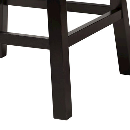 Leather and Espresso Brown Finished Wood 2-Piece Swivel Counter Stool Set