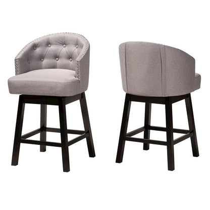 Espresso Brown Finished Wood 2-Piece Swivel Counter Stool Set