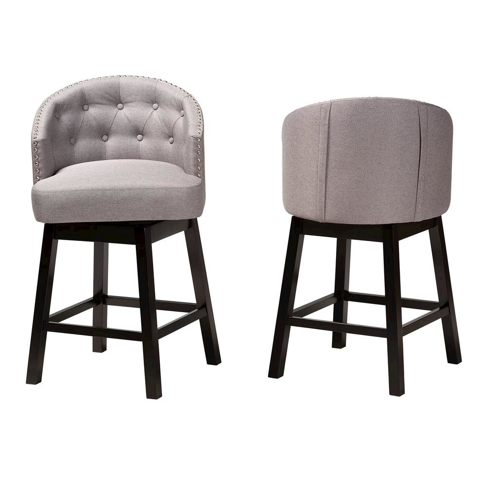 Espresso Brown Finished Wood 2-Piece Swivel Counter Stool Set