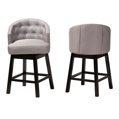 Espresso Brown Finished Wood 2-Piece Swivel Counter Stool Set