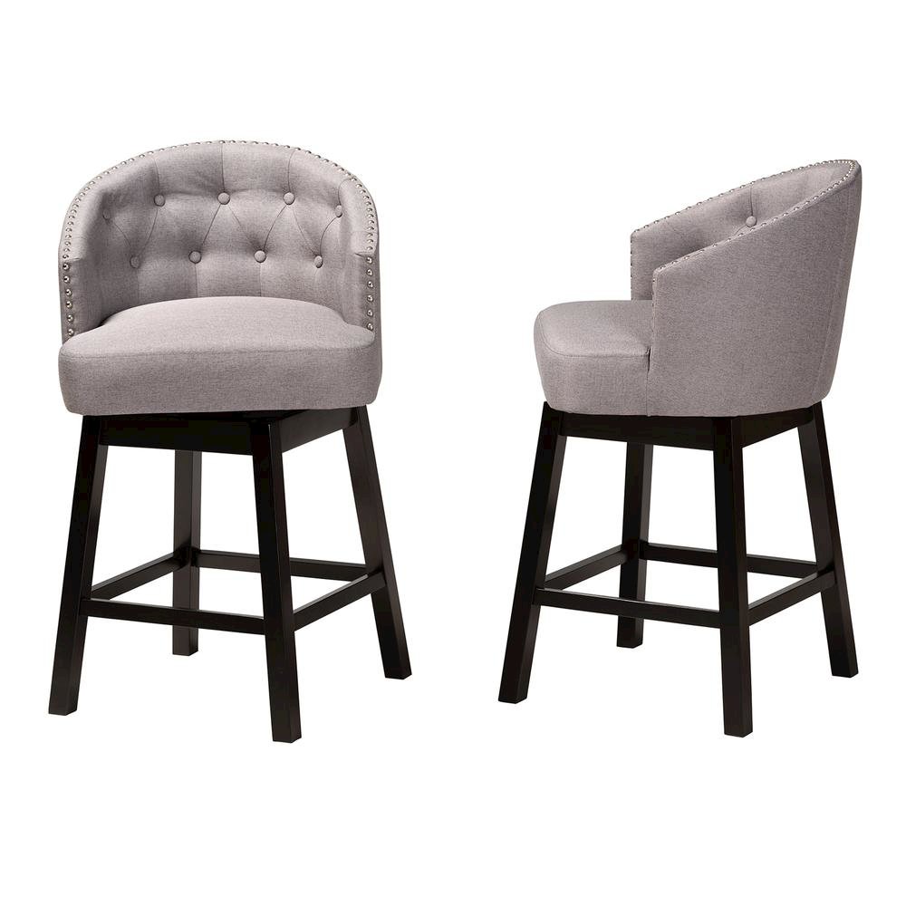 Espresso Brown Finished Wood 2-Piece Swivel Counter Stool Set
