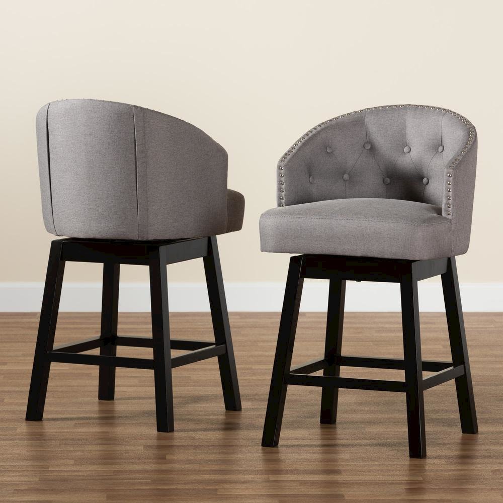 Espresso Brown Finished Wood 2-Piece Swivel Counter Stool Set