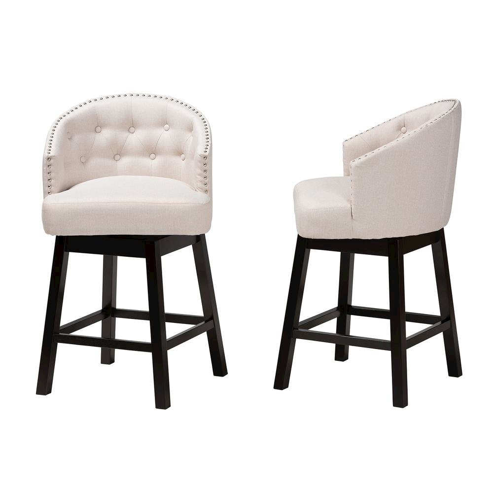 Espresso Brown Finished Wood 2-Piece Swivel Counter Stool Set