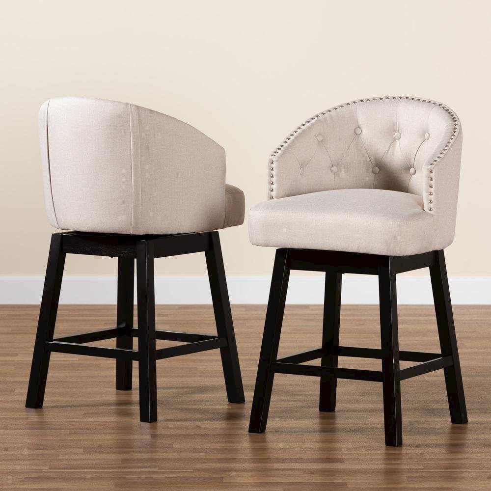 Espresso Brown Finished Wood 2-Piece Swivel Counter Stool Set