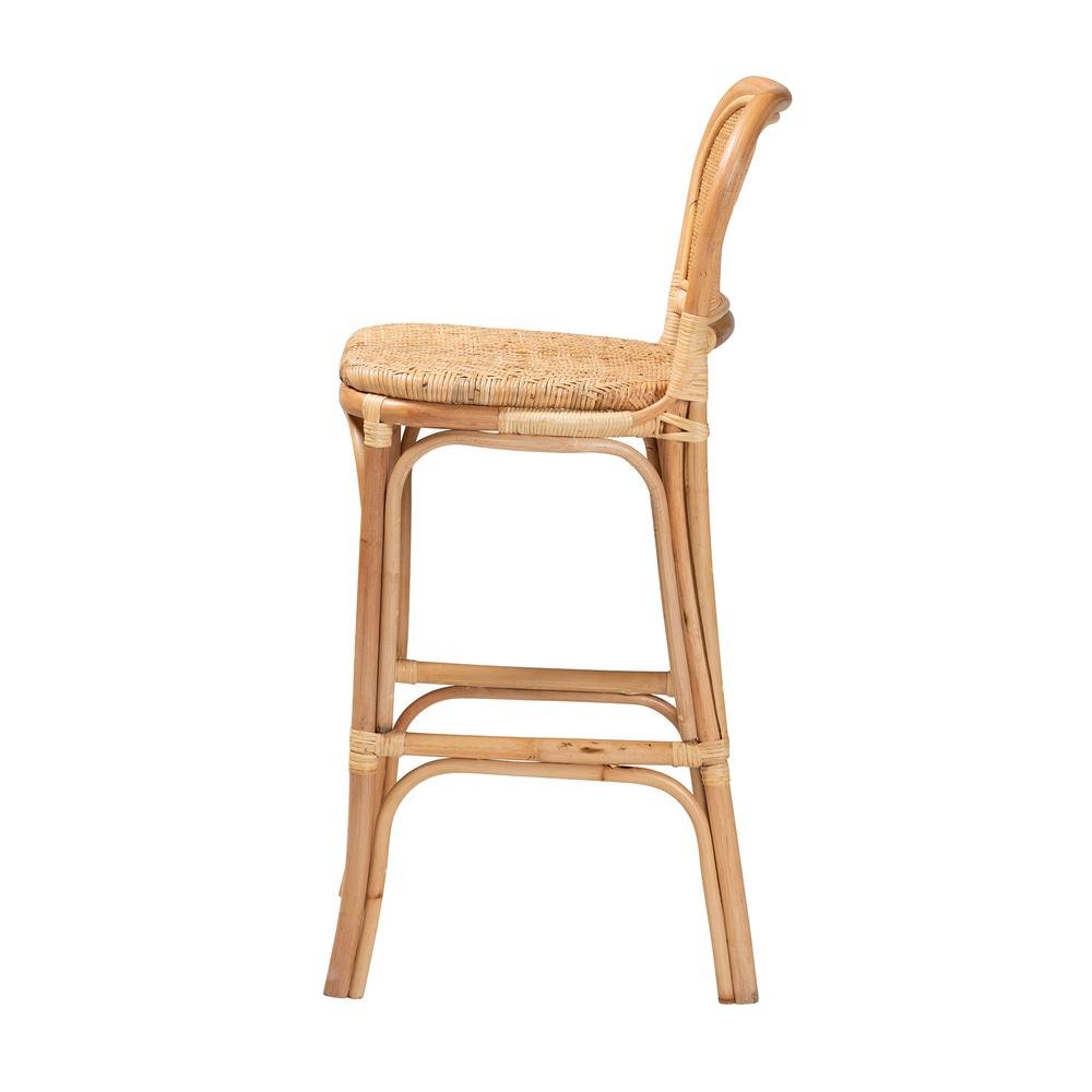 bali & pari Adrena Modern Bohemian Natural Brown Rattan Bar Stool