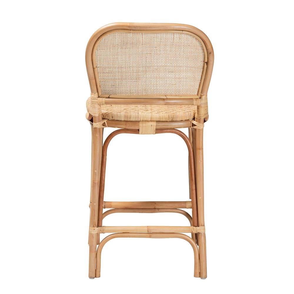 bali & pari Adrena Modern Bohemian Natural Brown Rattan Counter Stool