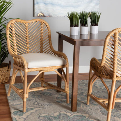 bali & pari Arween Modern Bohemian Natural Brown Rattan Dining Chair