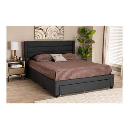Dark Brown Finished Wood Full Size 3-Drawer Storage Platform Bed
