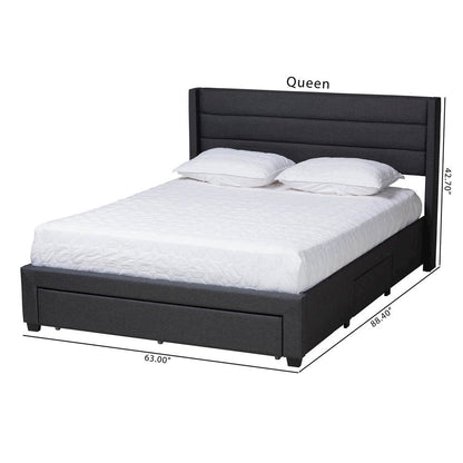 Dark Brown Finished Wood Queen Size 3-Drawer Storage Platform Bed