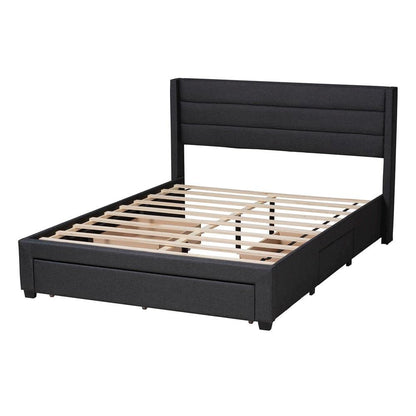 Dark Brown Finished Wood Full Size 3-Drawer Storage Platform Bed