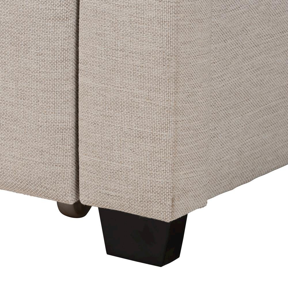 Transitional Beige Fabric Full Size 3-Drawer Storage Platform Bed