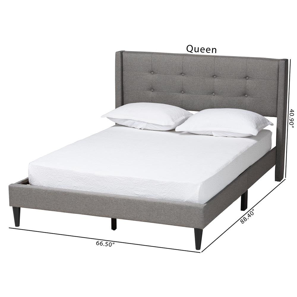 Transitional Grey Fabric Upholstered Full Size Platform Bed
