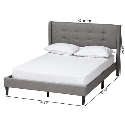 Transitional Grey Fabric Upholstered Full Size Platform Bed