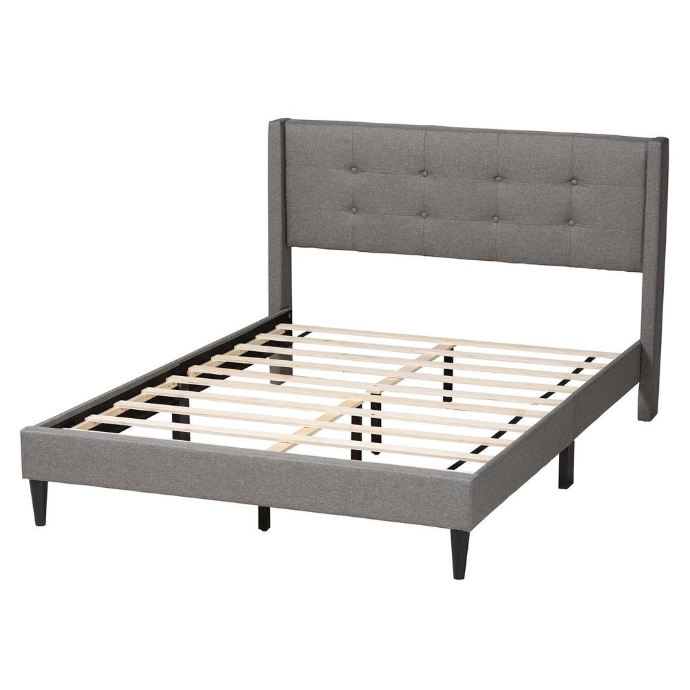 Transitional Grey Fabric Upholstered Full Size Platform Bed