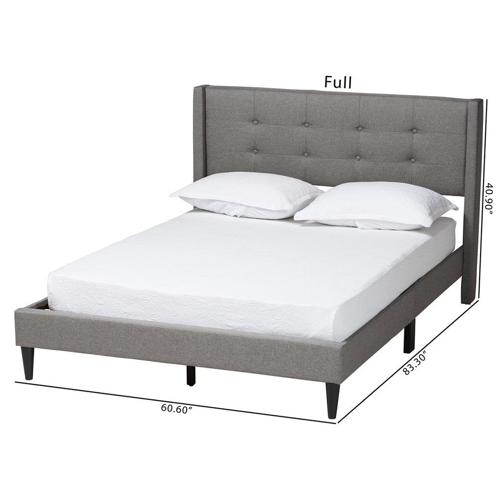 Transitional Grey Fabric Upholstered Full Size Platform Bed