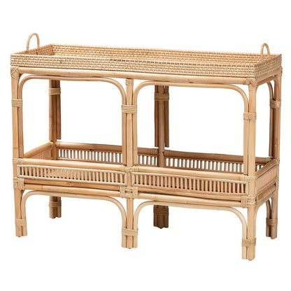 bali & pari Lombok Modern Bohemian Natural Brown Rattan Console Table