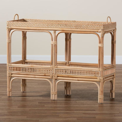 bali & pari Lombok Modern Bohemian Natural Brown Rattan Console Table