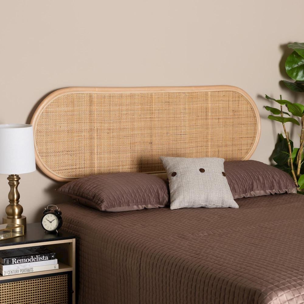 Bohemian Natural Brown Rattan Queen Size Standalone Headboard